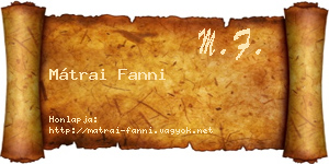 Mátrai Fanni névjegykártya